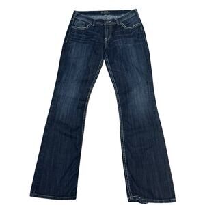 Silver Natsuki sz 34/35 tALL Low rise dark boot cut jeans classic Americana 4383